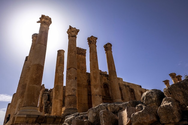 Tempio di Artemide nell'antica città romana di Gerasa Jerash Giordania