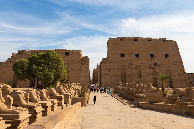 Tempio di Karnak Sculture colossali dell'antico Egitto nella Valle del Nilo a Luxor