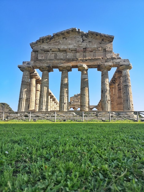Tempio greco di Hera a Paestum Sito Archeologico del Patrimonio Mondiale dell'UNESCO Salerno Campania