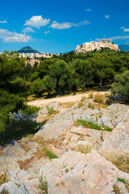 Tempio iconico del partenone all'acropoli di atene grecia