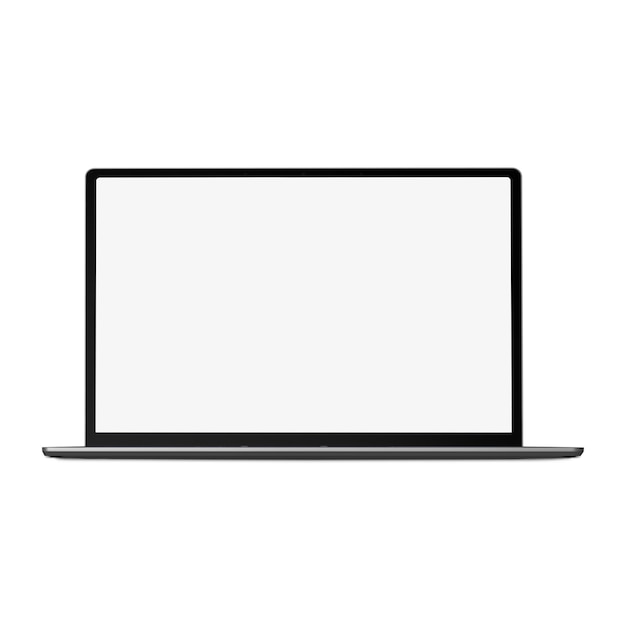 Templat laptop kosong putih yang diisolasi pada latar belakang putih