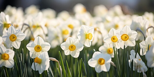 Template accoglienti per le carte di Pasqua Fiori Narcissi sullo sfondo Bonna Pasqua Bandiera Celebrazioni primaverili sullo sfondo