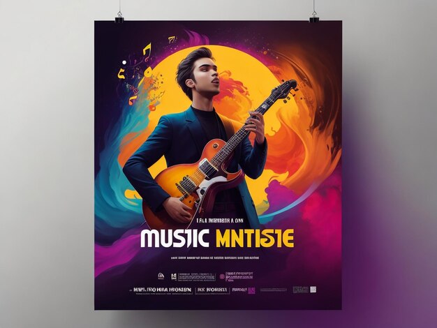 Template di progettazione di eventi per volantini di festival rock Guitar rock vector poster band musicale