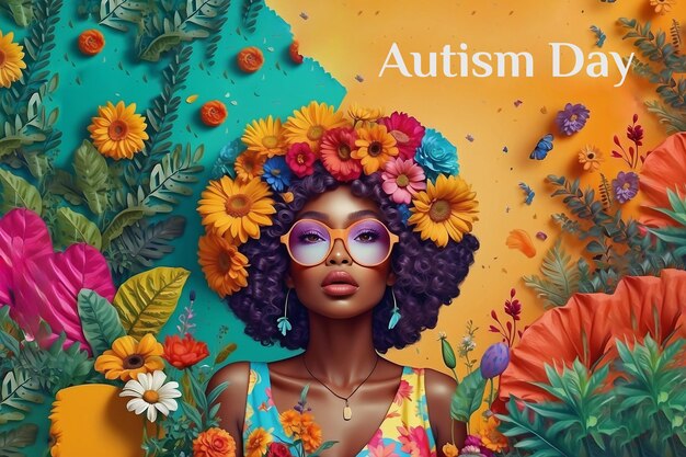 Template per la Giornata dell'Autismo per i social media con colori vivaci e luminosi