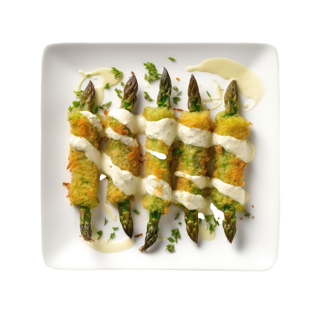 Tempura Di Asparagi Sul Piatto Bianco