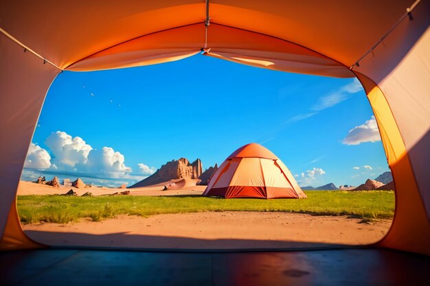 Tenda da campeggio all'aperto, tempo libero, rilassamento, strumenti di viaggio, sopravvivenza sul campo, riposo, carta da parati, sfondo