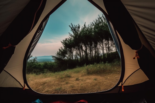 Tenda da campeggio vista foresta Diverse all'aperto Genera Ai