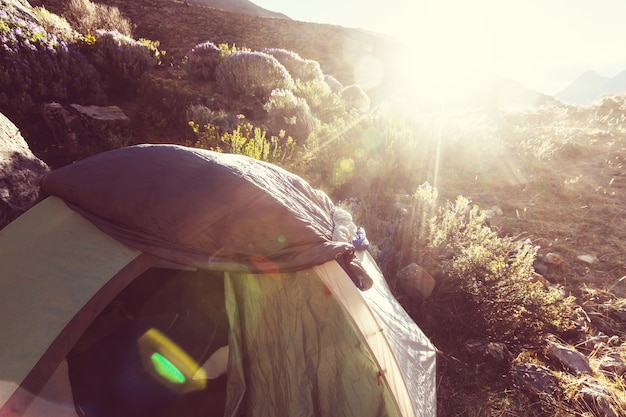 Tenda in montagna