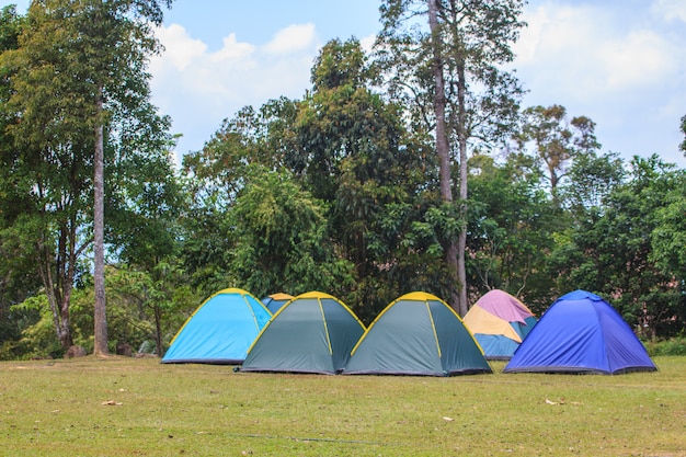 Tenda sul campeggio in mattinata