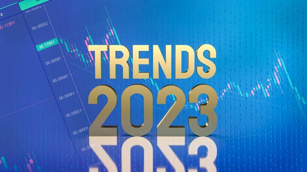 Tendenze 2023 testo oro su sfondo aziendale rendering 3d