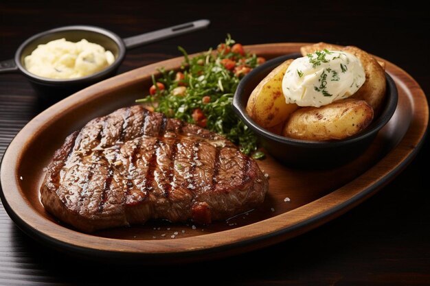 Tender Grilled Shoulder Petite Steak e Baked Potato Pleasure