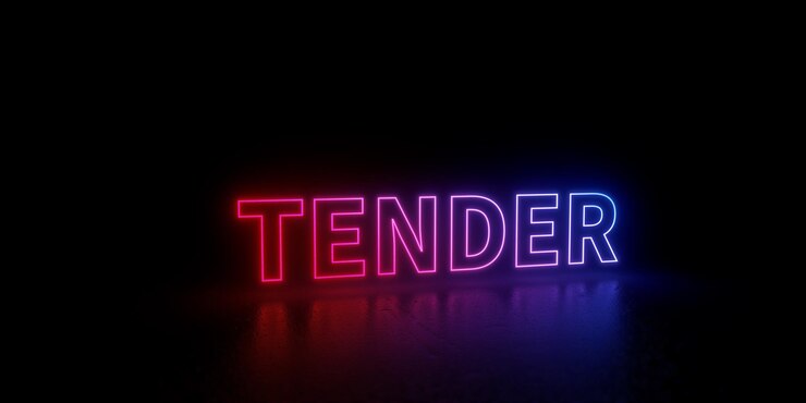 Photo tender word text 3d rendered outline neon style illustration isolated 3d illustration