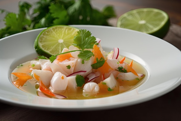 Tenero ceviche marinato con lime e salsa piccante