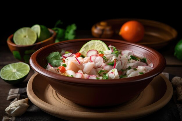 Tenero ceviche marinato con lime e salsa piccante