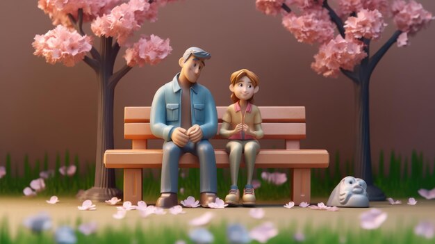 Tenero legame Padre e figlia si abbracciano su una panchina del parco