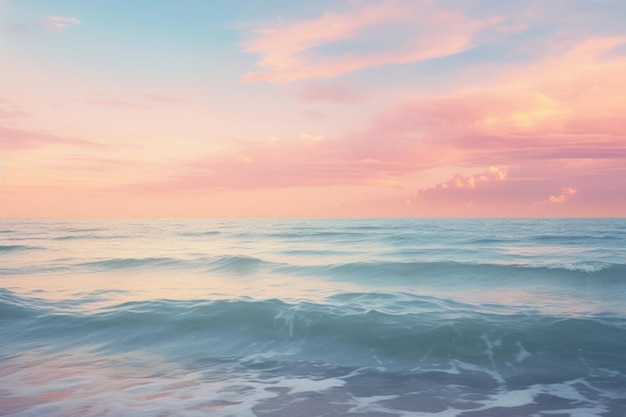 Tenue tramonto pastello sull'oceano Sfondo calmante Illustrazione AI generativa