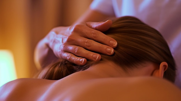 Terapia per il massaggio dei tessuti profondi Schiena della donna massaggiata dal terapista Generative AI