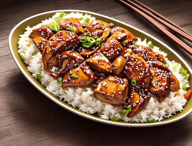 Teriyaki Pollo con arte generativa di riso di AI