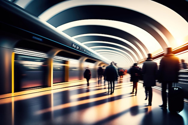 Terminal aeroportuale occupato Persone che precipitano nel deposito della stazione ferroviaria Movimento e trasporto astratti