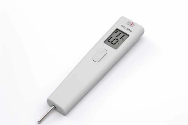 Termometro elettronico su sfondo bianco su una superficie bianca o trasparente PNG sfondo trasparente