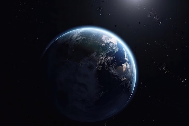 Terra blu nello spazio Arte colorata Sistema solare Gradiente blu Sfondo dello spazio Elementi di questa immagine forniti dalla NASA