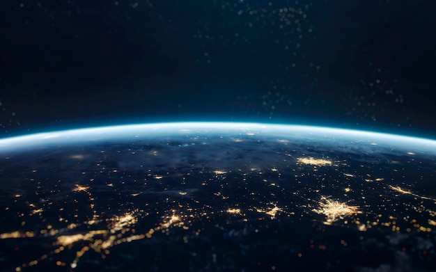 Terra di notte, luci della città dall'orbita. Elementi di questa immagine forniti dalla NASA