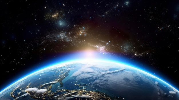 Terra e galassia Elementi di questa immagine forniti dalla NASA