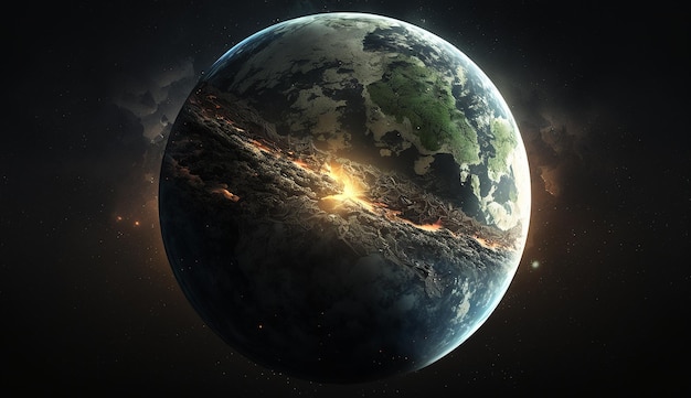 Terra pianeta sistema solare cielo notturno spazio immagine di allineamento di Giove arte generata dall'IA