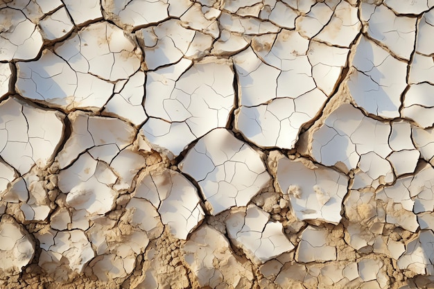 Terra secca nel deserto Crosta del suolo fessurata Cambiamento climatico Acutezza dettaglio estremo