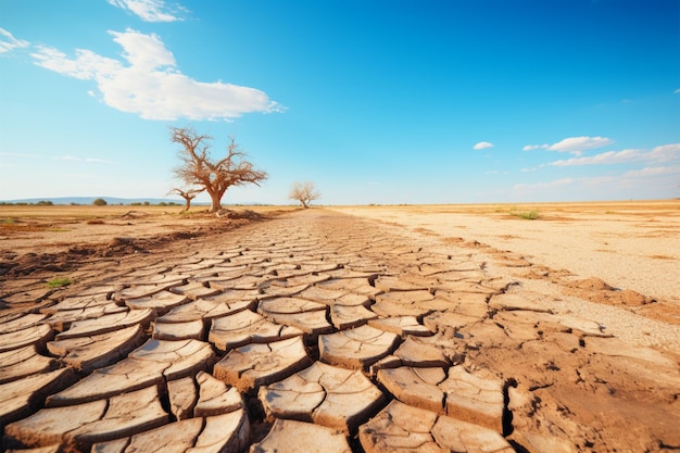 Terra secca nel deserto Crosta del suolo fessurata Cambiamento climatico