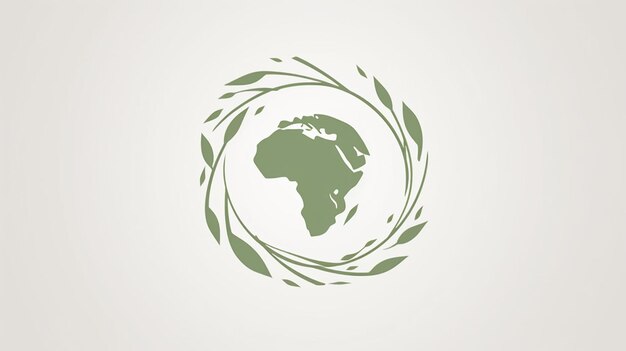 Terra verde con foglie e la parola africa su di essa