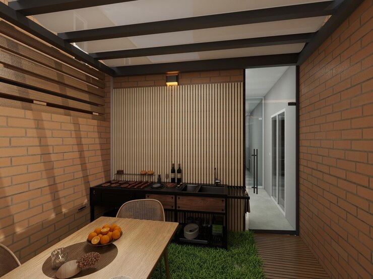 Terrazza con piscina e barbecue