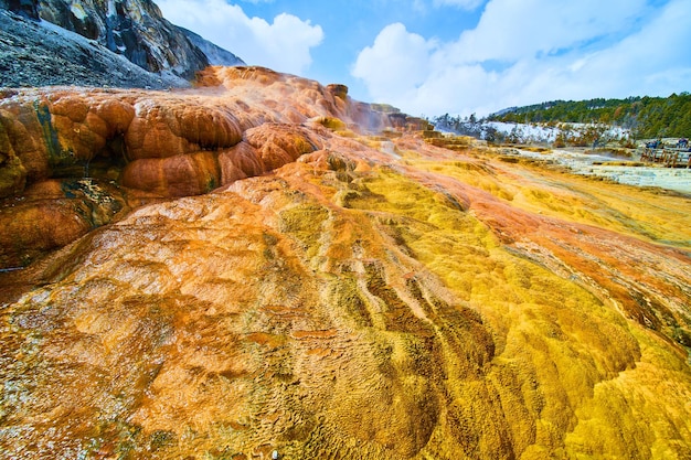 Terrazze colorate di Mound Spring alla sorgente termale di Yellowstone