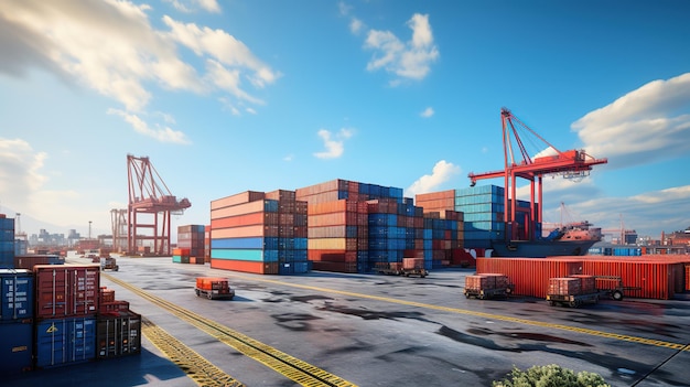 Terreno di container industriali per la logistica generativa ai