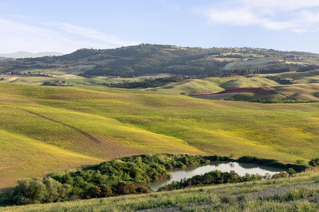 Terreno molto complesso e intricato delle colline toscane Val d'Orcia Italia