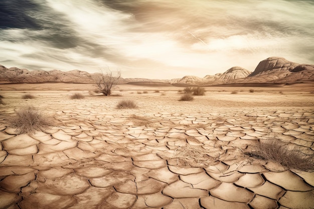 Terreno secco incrinato Terreno Terreno Siccità o terra asciutta IA generativa