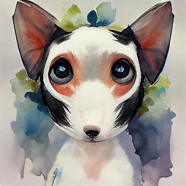 Terrier di topo. Adorabile cagnolino. Illustrazione ad acquerello con macchie di colore. Tutte le razze canine