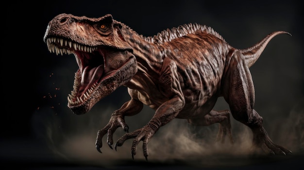 terrificante Tyrannosaurus rex su uno sfondo nero