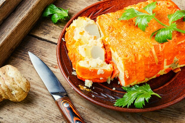 Terrina fatta in casa con topinambur,carote e patate