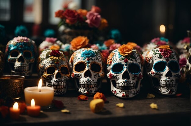 Teschi dipinti messicani per il giorno dei morti