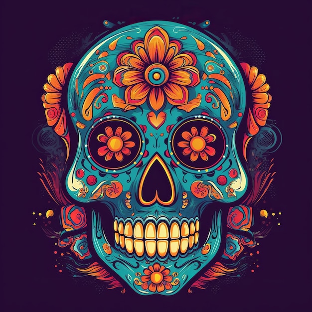 Teschio colorato per Cinco de Mayo e Day of the Dead