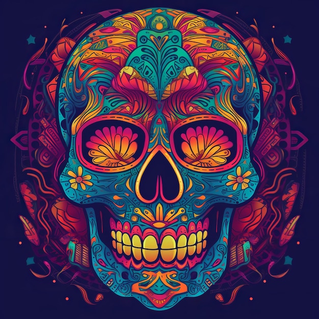 Teschio colorato per Cinco de Mayo e Day of the Dead