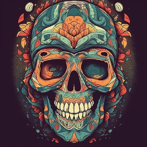 Teschio colorato per Cinco de Mayo e Day of the Dead