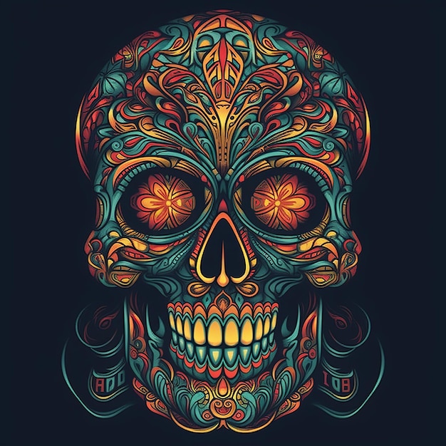 Teschio colorato per Cinco de Mayo e Day of the Dead