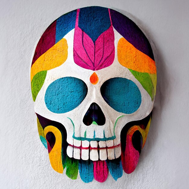 Teschio decorato con fiori giorno a tema dei morti Messico