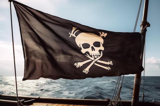 Teschio e ossa incrociate concetto di halloween Jolly Roger Generative AI