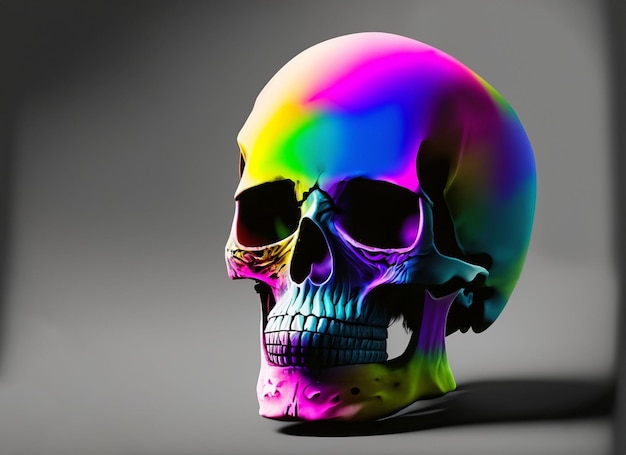 Teschio umano colorato su sfondo scuro Giorno dei morti