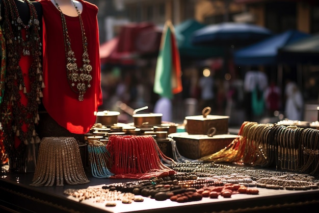 Tesori tradizionali nel bazar di strada