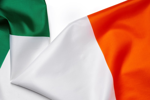 Tessile bandiera nazionale dell'Irlanda close up foto