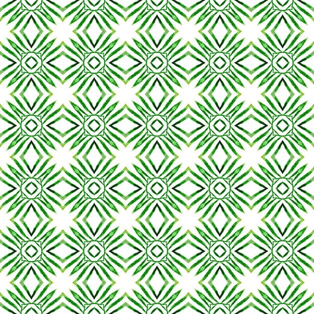 Tessile pronto stampa ideale, tessuto per costumi da bagno, carta da parati, avvolgimento. Verde superbo design estivo boho chic. Modello acquerello Chevron. Bordo dell'acquerello chevron geometrico verde.